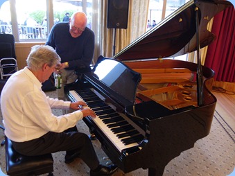 Ian Jackson also played during Happy Hour on the grand piano whilst Carey Forrest watches on.