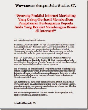 Free ebook Special Report Wawancara Eksklusif dengan Joko Susilo ST
