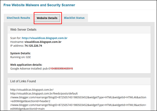 Teste gratuíto para saber se o seu blog ou site está contaminado com malware, vírus ou scripts maliciosos - Visual Dicas