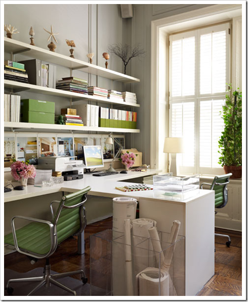 Green and white office