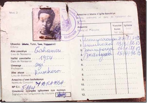 Tutsi Identity Card