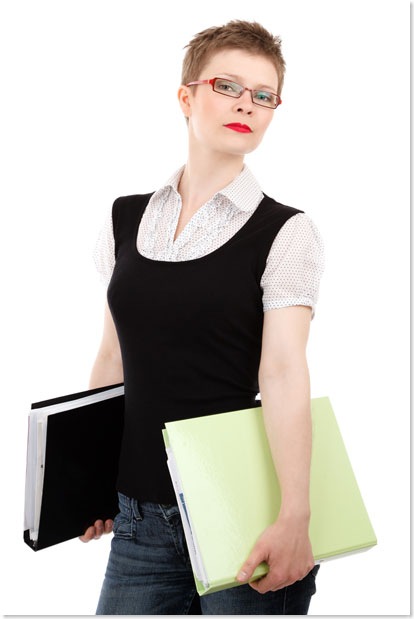 office woman with glasses