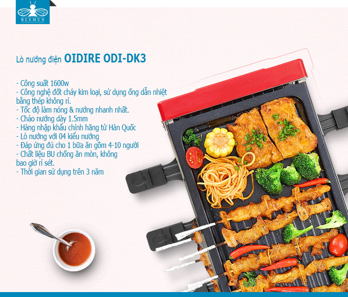 Lò nướng điện kiểu Hàn Quốc OIDIRE ODI-DK3
