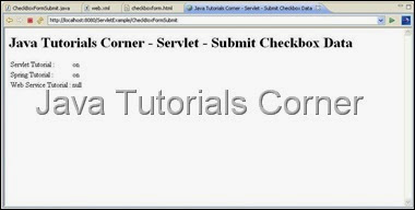 check box servlet output