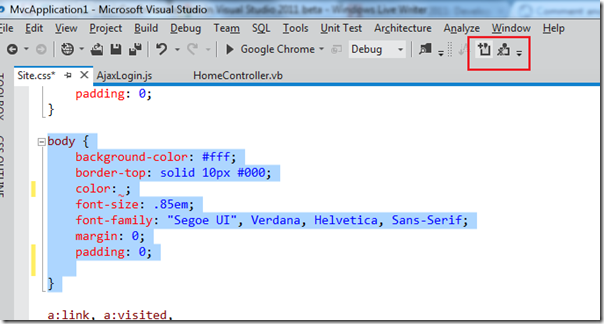 Commenting and uncommenting features in Visual Studio 2011 beta