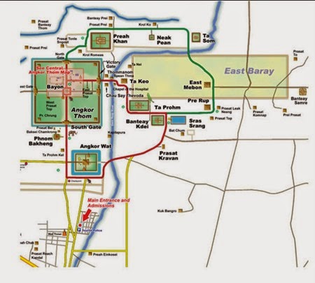 Mapa de rutas en Angkor