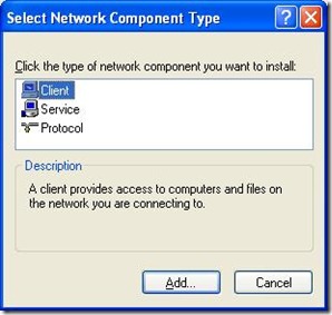Add Client for Microsoft Networks 1