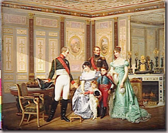 L'impratrice Josphine reoit  la Malmaison la visite du Tsar Alexandre Ier,  qui elle recommande ses enfants, le prince Eugne, la reine Hortense et ses fils Napolon-Louis et Louis-Napolon (futur Napolon III) (mai 1814) - Hector Viger