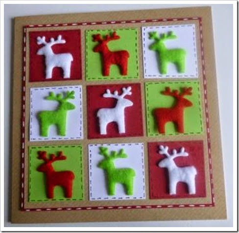 Felt Reindeer. Nine Square Nordic Style Christmas Card
