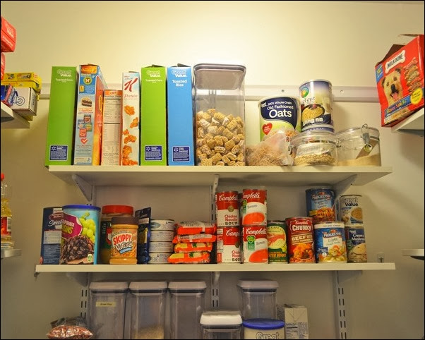 organized pantry cereal and soup