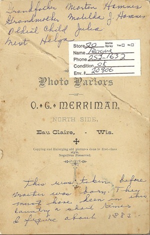Cabinet Card 1882 Hammes Wadena Flea Market back