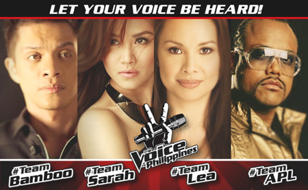 The Voice of the Philippines coaches - Bamboo, Sarah, Lea and Apl.de.ap