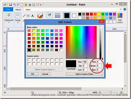 Dialog Box Edit Colors Pada Aplikasi Microsoft Paint