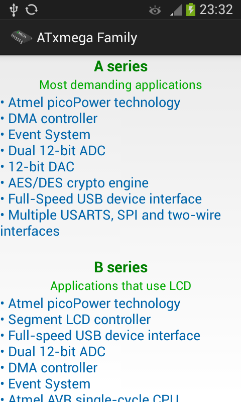 AVR Xmega Database Screen 3