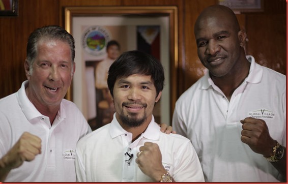 For your reference In the photo are Yank Barry CEO founder of GVCF, Asian Goodwill Ambassador Manny Paquiao and International Goodwill Ambassador Evander Holyfield.