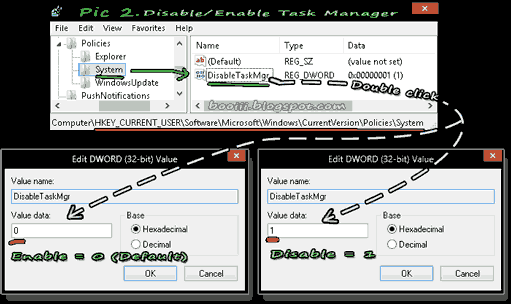 Disable & Enable Task Manager with Registry editor