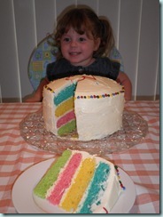 With rainbow cake