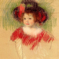 Mary Margot In Big Bonnett And Red Dress.jpg