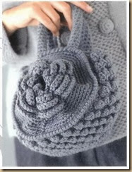 gray crochet rose purse
