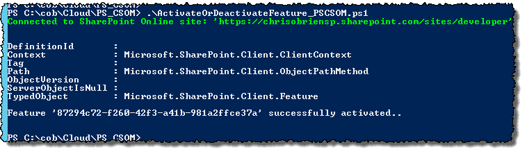 PS CSOM activate feature