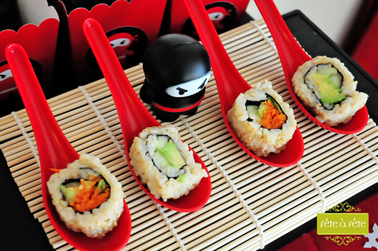 veg-sushi-on-spoons---Ninja-Party-by-Fete2