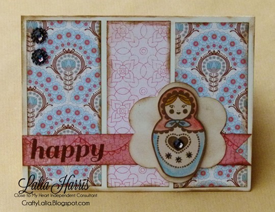 CTMH Stamp of the Month Card using Balloon Ride featuring a Matryoshka doll by Lalia Harris 