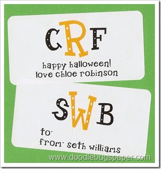 halloween monogram rect stickers