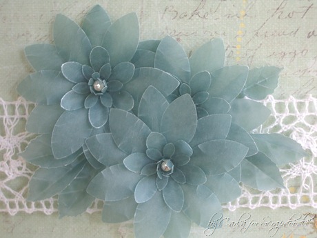 Prima Sunkissed Papers, Vellum Flowers, Layering Daisy Punches, Gems, by Carla for Scrapadoodle (2)