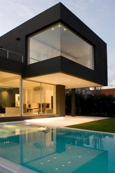 Modern-minimalist-black-home-design-swimming-pool-view