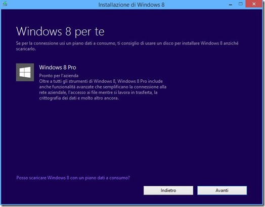 Installazione Windows schermata Windows 8 per te