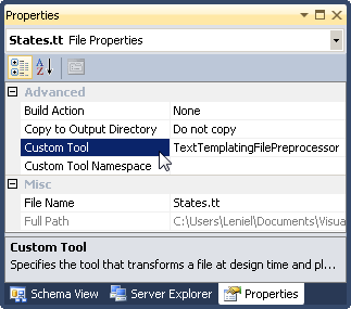T4 Template and Custom Tool Property configuration