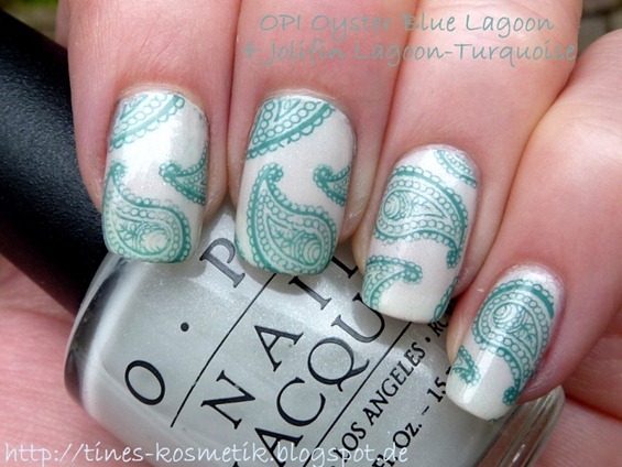 OPI Oyster Blue Lagoon Stamping 1