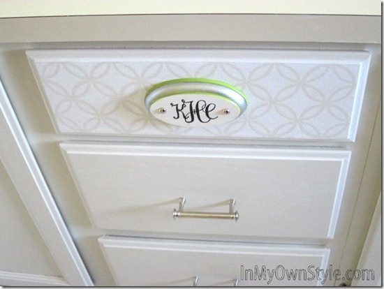 friday feature stenciled and monogrammed drawer front from in my own style blog