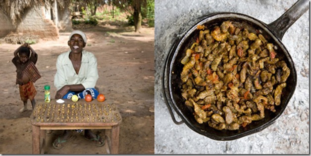 Regina Lifumbo, 53 years old, Mchinji, Malawi. Finkubala, Caterpillar in tomato sauce