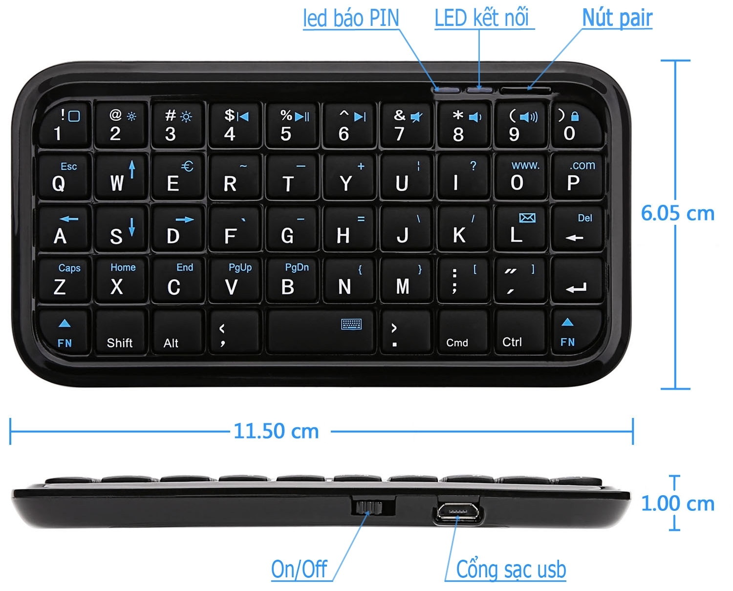 Bàn phím không dây cho điện thoại bluetooth 80BT