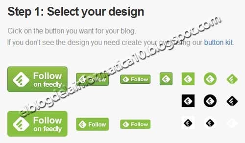Botón Feedly para blog - 1º paso seleccionar el diseño del botón
