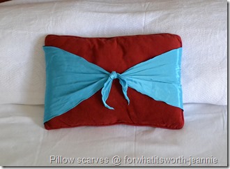 scarf tied pillow