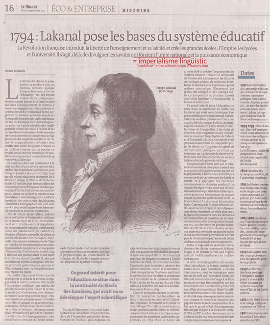 expansionisme educatiu francés en una pagina de Le Monde