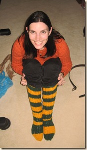 Wendy in her Packers socks