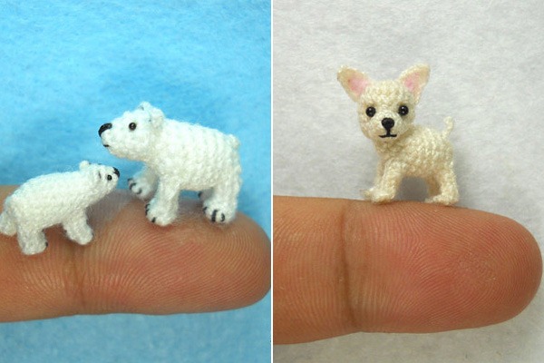 Miniaturas-Animais-Crochê-Urso-Polar-Cachorro