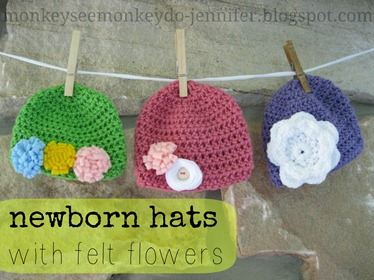 crochet hats felt flowers