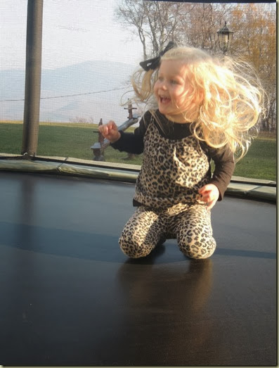 Sienna preferred being on the trampoline alone...