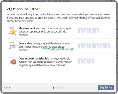 Nuevas listas de Facebook Nuevas listas de Facebook