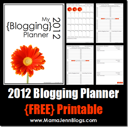 My 2012 Blogging Planner {FREE Printable}