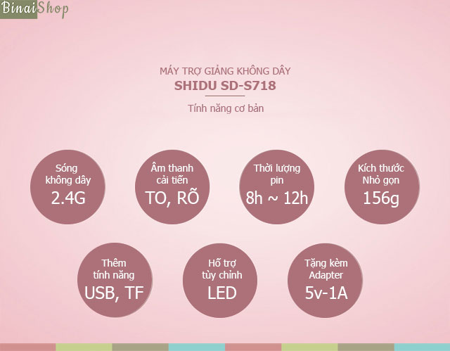 Máy trợ giảng không dây 2.4G mới 2018 SHIDU SD-718