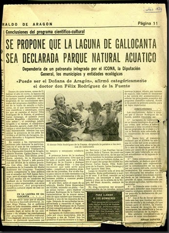 Félix R de la Fuente pide un Parque Natural. Heraldo de Aragón, Julio de 1978
