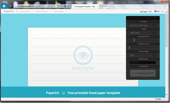paperkit.net lined paper screenshot