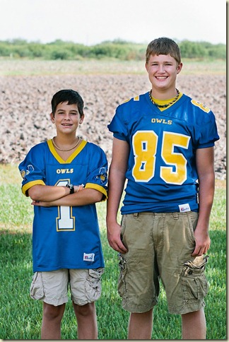 Payne and Jack in football unis...fall 2012