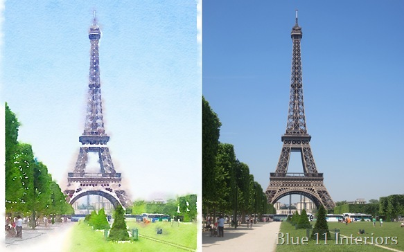 Eiffel Tower Waterlogue