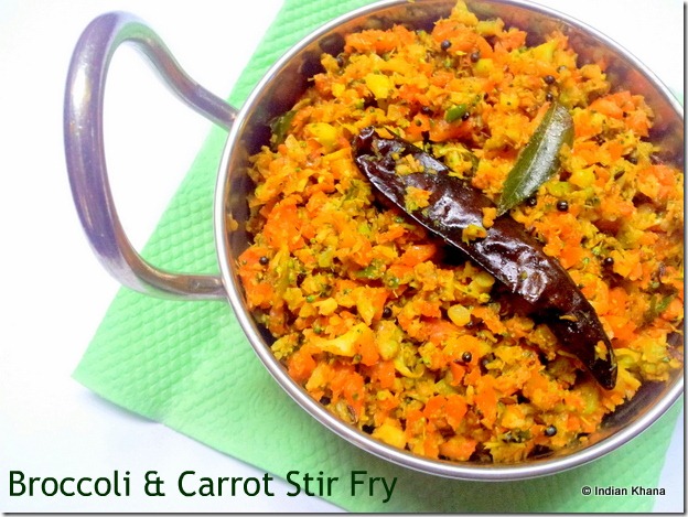 Broccoli and Carrot Stir Fry Thoran